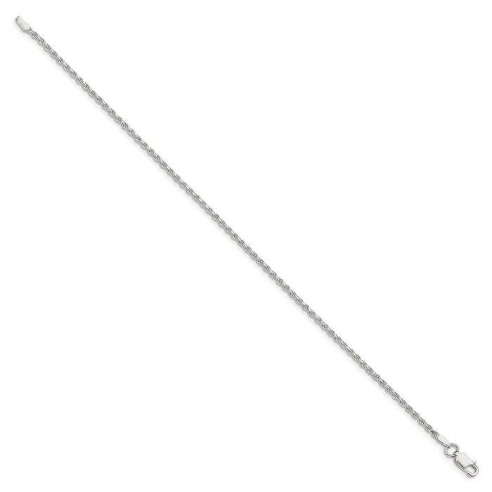 Rings TreasureFineJewelers Sterling Silver 185mm Diamondcut Rope Chain Anklet
