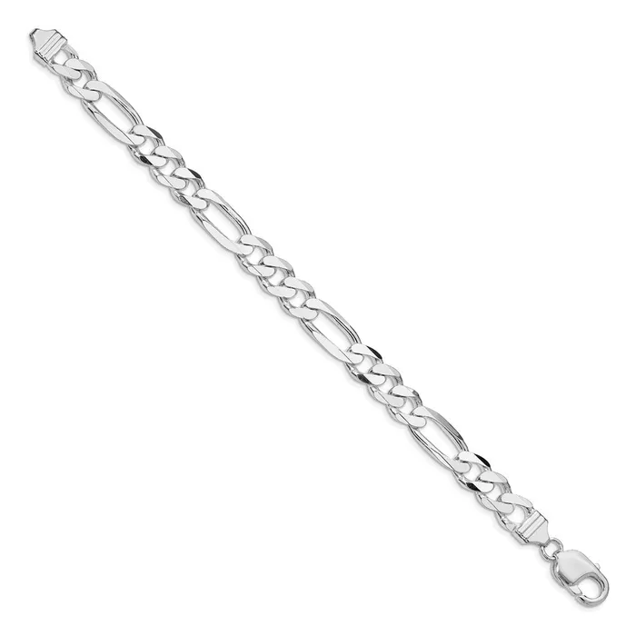 Rings TreasureFineJewelers Sterling Silver Rhodiumplated 9mm Figaro Chain