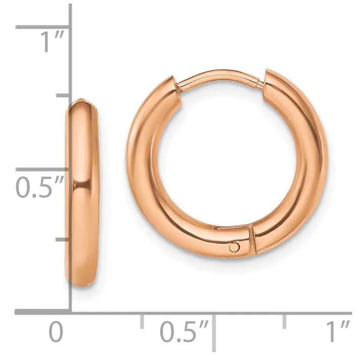 Stainless Steel Polished Rose IPplated 3mm Hinged Hoop Earrings TreasureFineJewelers Earrings