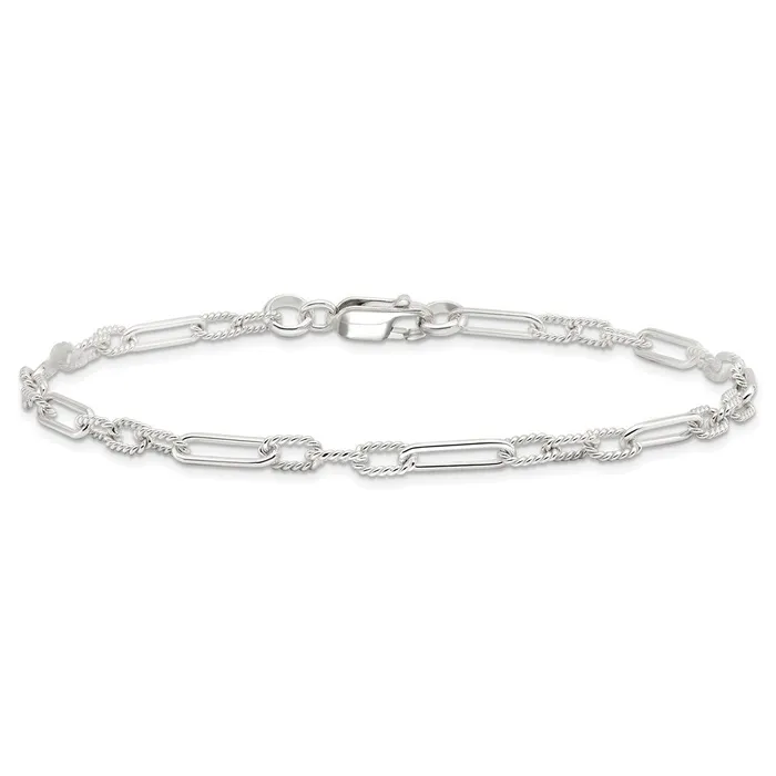 Sterling Silver Fancy Link Anklet TreasureFineJewelers Rings