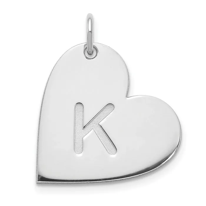 Sterling SilverRhodiumplated Initial Heart Charm TreasureFineJewelers Necklaces Sterling SilverRhodiumplated Initial Heart Charm TreasureFineJewelers Necklaces