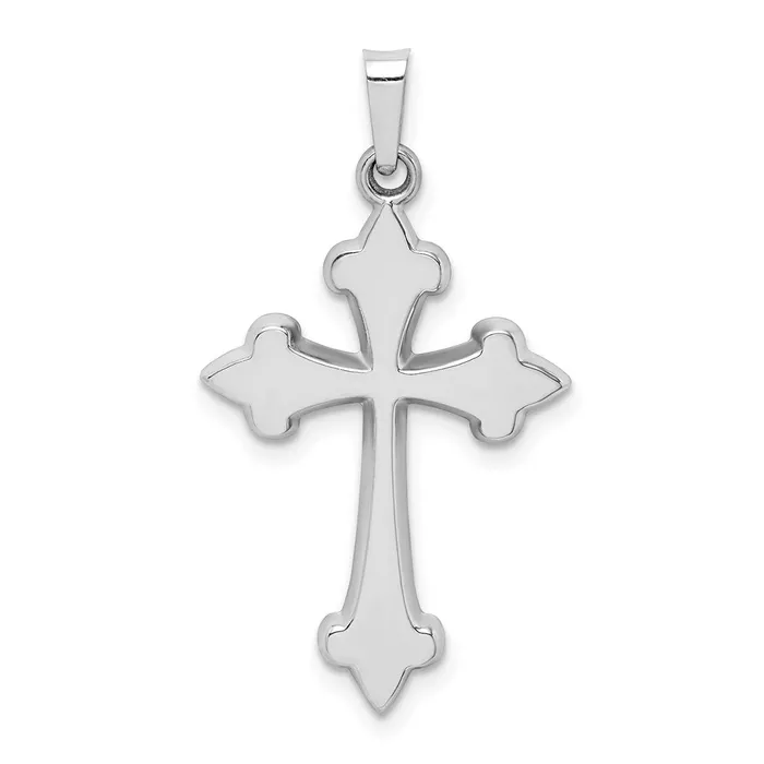 TreasureFineJewelers 14k White Gold Polished Fleur de Lis Cross Pendant Necklaces TreasureFineJewelers 14k White Gold Polished Fleur de Lis Cross Pendant Necklaces
