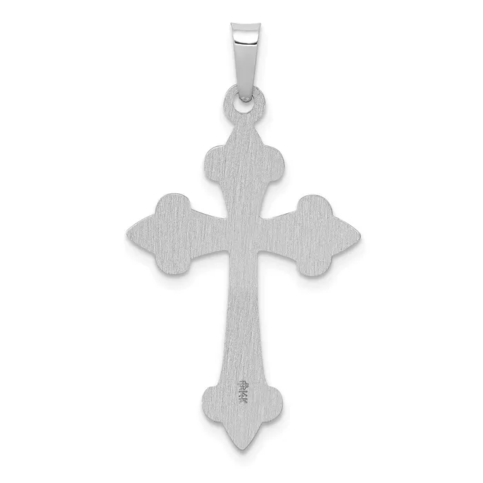 TreasureFineJewelers 14k White Gold Polished Fleur de Lis Cross Pendant Necklaces
