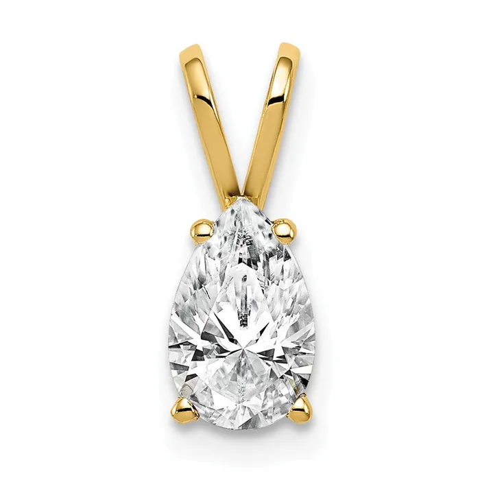 TreasureFineJewelers 14k Yellow Gold 8x5mm Pear Cubic Zirconia pendant Necklaces TreasureFineJewelers 14k Yellow Gold 8x5mm Pear Cubic Zirconia pendant Necklaces