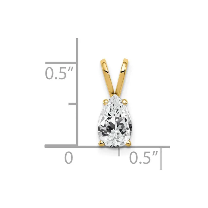 TreasureFineJewelers 14k Yellow Gold 8x5mm Pear Cubic Zirconia pendant Necklaces