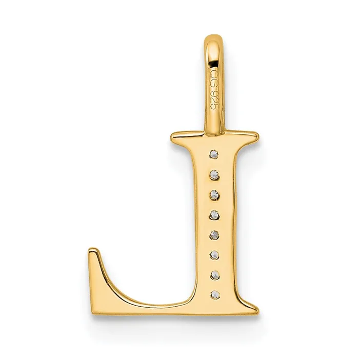 TreasureFineJewelers 14k Yellow Gold Diamond Letter L Initial Pendant Necklaces