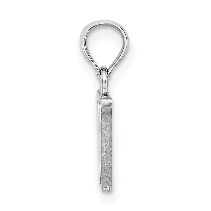 TreasureFineJewelers Charm Necklaces 10K White Gold Polished W Block Initial Charm