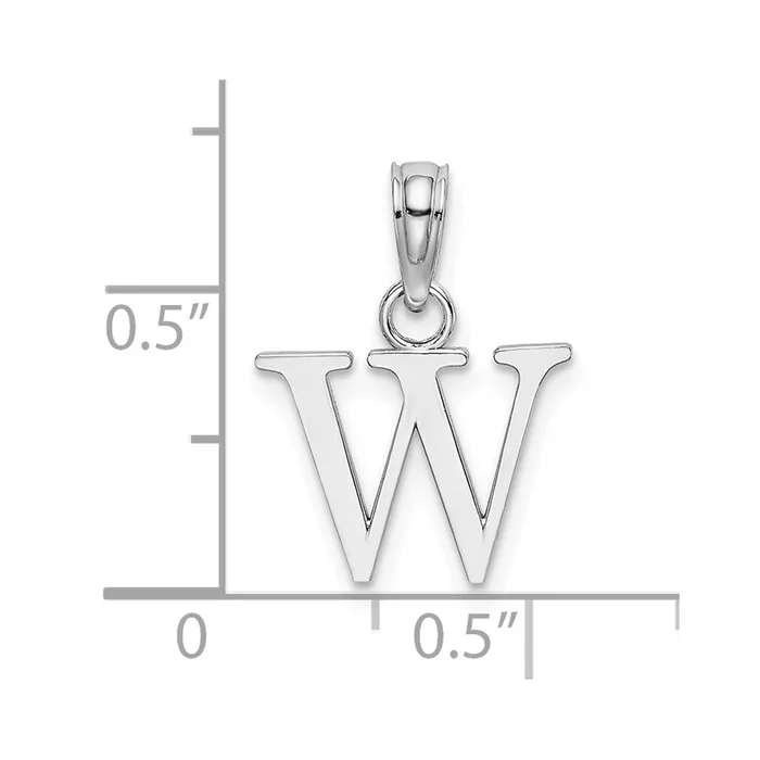 TreasureFineJewelers Charm Necklaces 10K White Gold Polished W Block Initial Charm