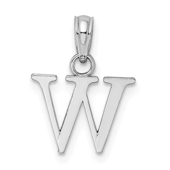 TreasureFineJewelers Charm Necklaces 10K White Gold Polished W Block Initial Charm