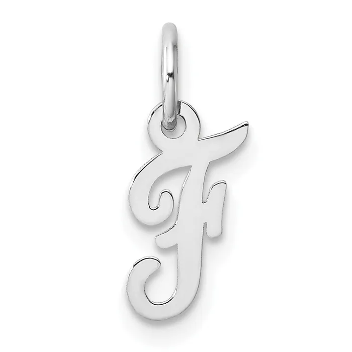 TreasureFineJewelers Charm Necklaces 14k White Gold Small Script Letter F Initial Charm TreasureFineJewelers Charm Necklaces 14k White Gold Small Script Letter F Initial Charm