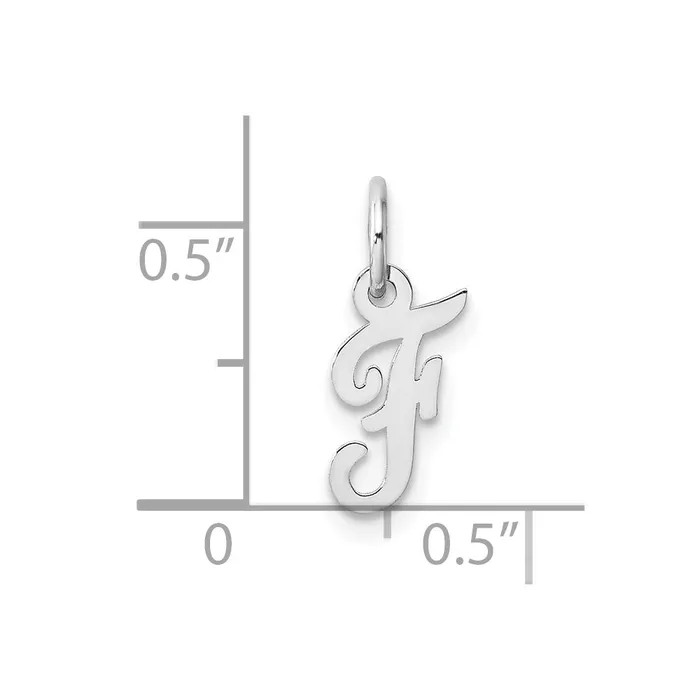 TreasureFineJewelers Charm Necklaces 14k White Gold Small Script Letter F Initial Charm