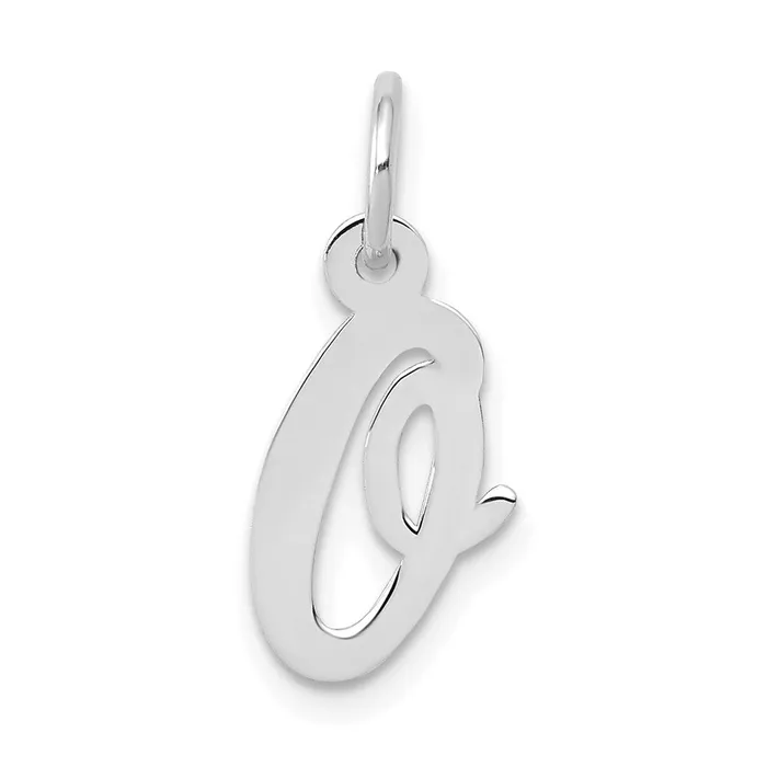 TreasureFineJewelers Charm Necklaces 14k White Gold Small Script Letter O Initial Charm TreasureFineJewelers Charm Necklaces 14k White Gold Small Script Letter O Initial Charm