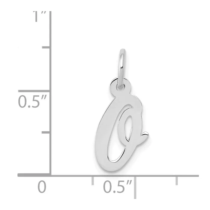 TreasureFineJewelers Charm Necklaces 14k White Gold Small Script Letter O Initial Charm