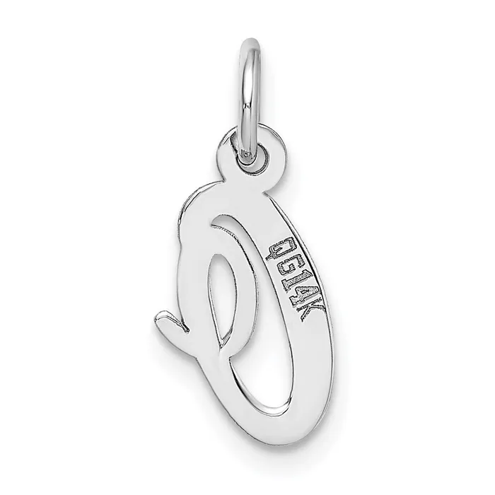 TreasureFineJewelers Charm Necklaces 14k White Gold Small Script Letter O Initial Charm