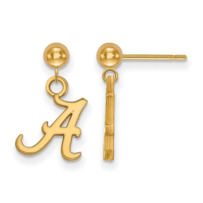TreasureFineJewelers Earrings Sterling Silver Goldplated University of Alabama Letter A Dangle Ball Post Earrings TreasureFineJewelers Earrings Sterling Silver Goldplated University of Alabama Letter A Dangle Ball Post Earrings