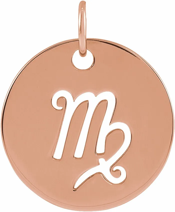 TreasureFineJewelers Necklaces 14K Rose Gold 165 mm Virgo Zodiac Disc Pendant TreasureFineJewelers Necklaces 14K Rose Gold 165 mm Virgo Zodiac Disc Pendant