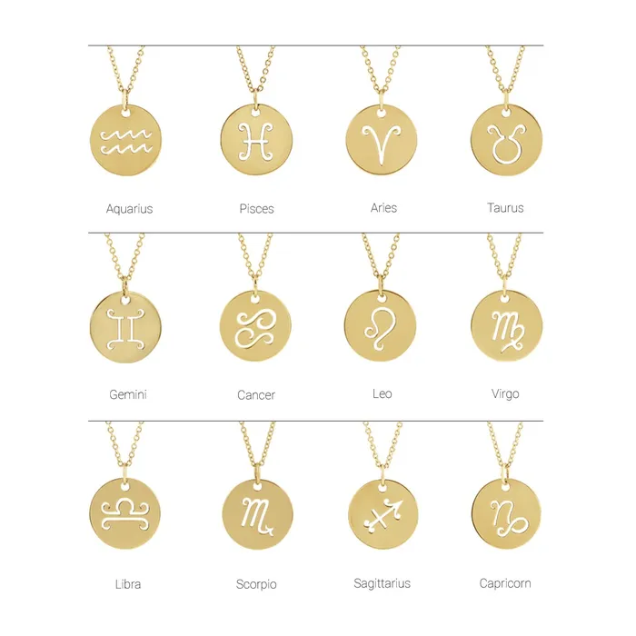 TreasureFineJewelers Necklaces 14K Rose Gold 165 mm Virgo Zodiac Disc Pendant