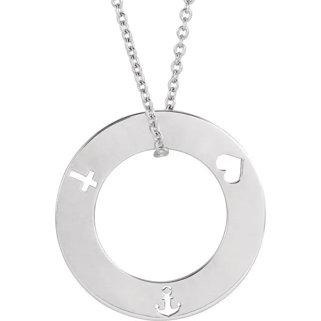 TreasureFineJewelers Necklaces 14K White Gold Engravable Pierced Loop 1618 Necklace