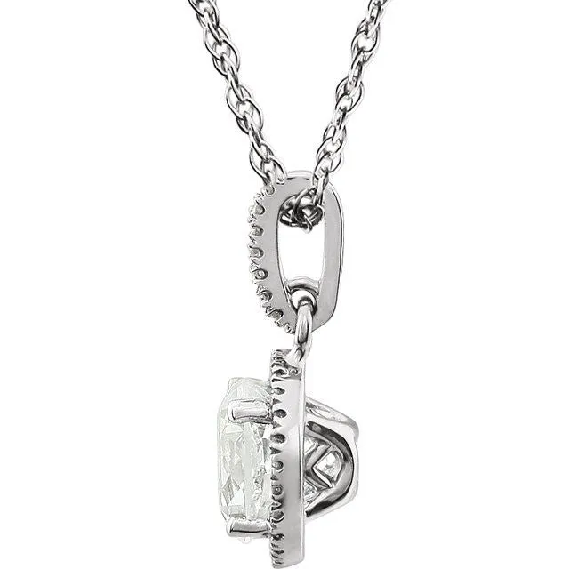 TreasureFineJewelers Necklaces 14K White Gold LabGrown White Gold Sapphire 110 CTW Natural Diamond 18 Necklace