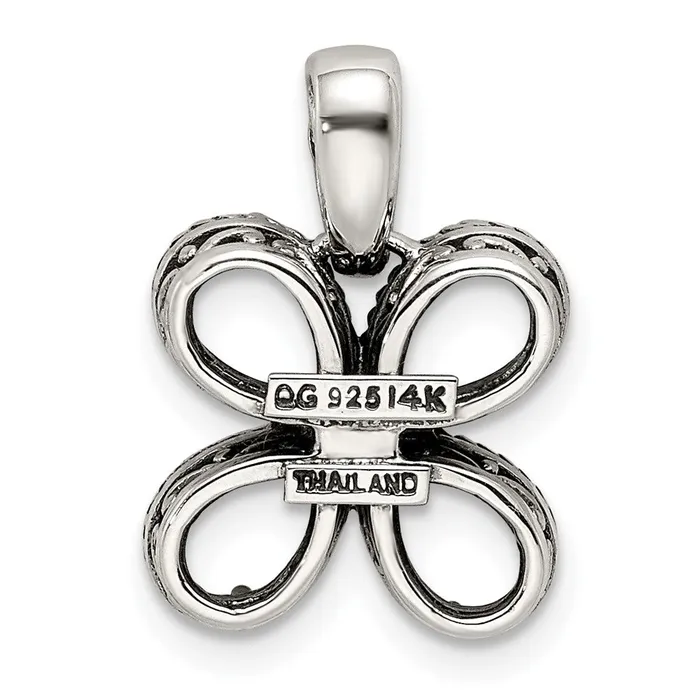 TreasureFineJewelers Necklaces Sterling Silver 14k Fourstone and Diamond Mothers Pendant SemiMount