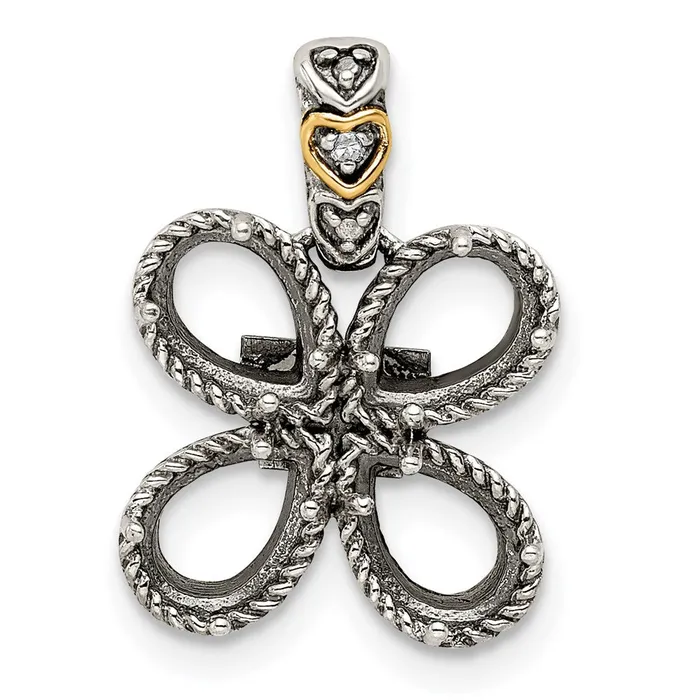 TreasureFineJewelers Necklaces Sterling Silver 14k Fourstone and Diamond Mothers Pendant SemiMount