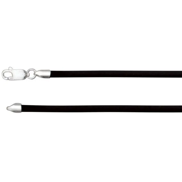 TreasureFineJewelers Necklaces Sterling Silver 3 mm Black Rubber 22 Cord Necklace TreasureFineJewelers Necklaces Sterling Silver 3 mm Black Rubber 22 Cord Necklace