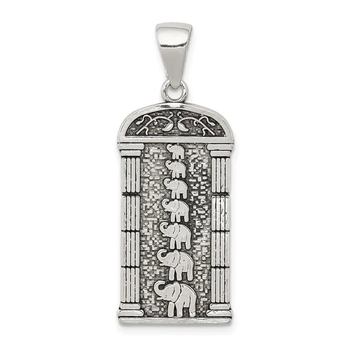 TreasureFineJewelers Necklaces Sterling Silver Antiqued Stacked Elephants Engraved Pendant TreasureFineJewelers Necklaces Sterling Silver Antiqued Stacked Elephants Engraved Pendant