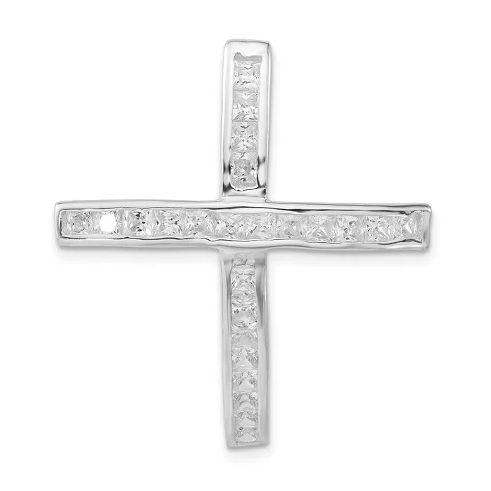 TreasureFineJewelers Necklaces Sterling Silver Cross with CZ Pendant