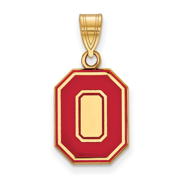 TreasureFineJewelers Necklaces Sterling Silver Goldplated The Ohio State University Letter O Medium Enameled Pendant TreasureFineJewelers Necklaces Sterling Silver Goldplated The Ohio State University Letter O Medium Enameled Pendant