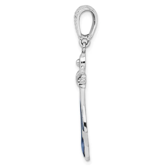 TreasureFineJewelers Necklaces Sterling Silver Polished Enameled Anchor Pendant