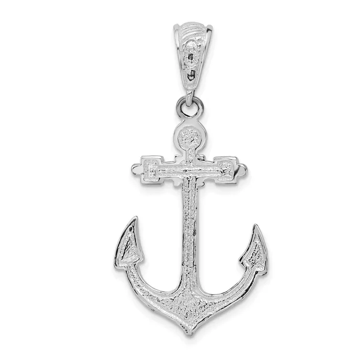 TreasureFineJewelers Necklaces Sterling Silver Polished Enameled Anchor Pendant