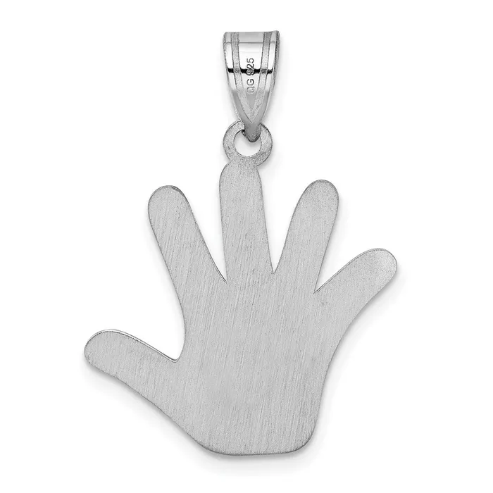 TreasureFineJewelers Necklaces Sterling Silver Rhodplate Enamel Autism wHeart Handprint Pendant