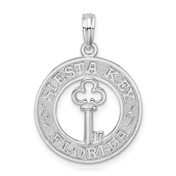 TreasureFineJewelers Necklaces Sterling Silver Textured Siesta KeyFL wKey Pendant TreasureFineJewelers Necklaces Sterling Silver Textured Siesta KeyFL wKey Pendant