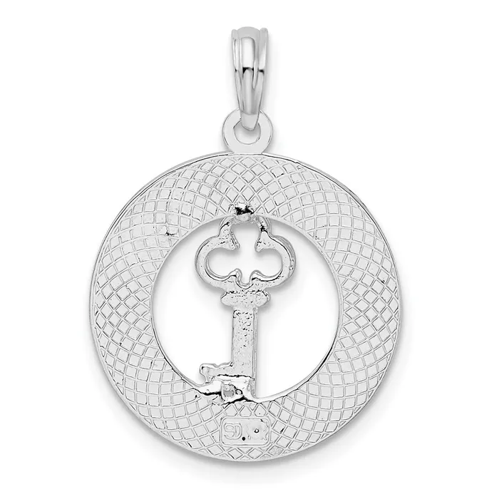 TreasureFineJewelers Necklaces Sterling Silver Textured Siesta KeyFL wKey Pendant