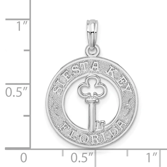 TreasureFineJewelers Necklaces Sterling Silver Textured Siesta KeyFL wKey Pendant