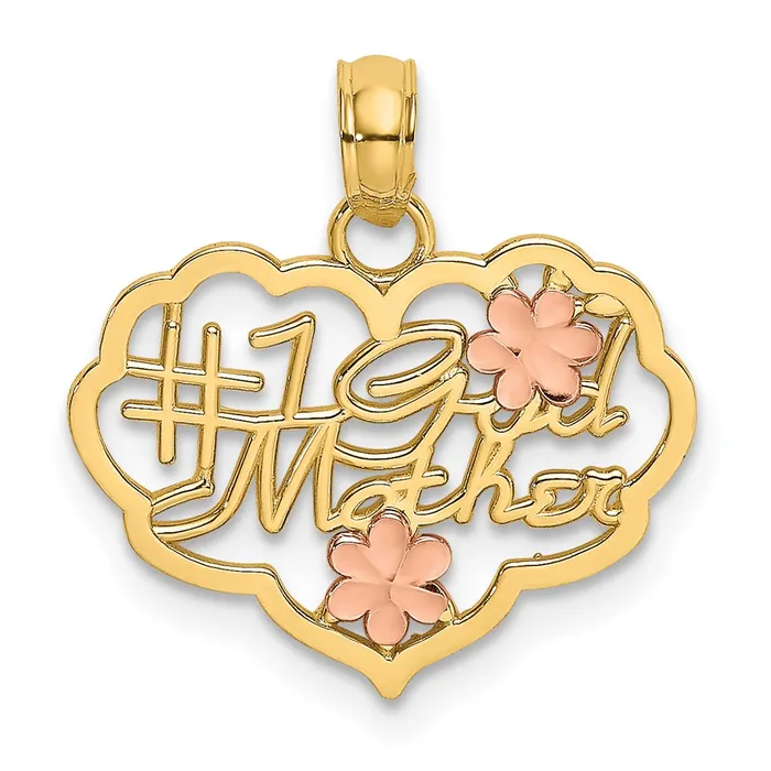 TreasureFineJewelers Rings 14k TwoTone Diamondcut 1 GOD MOTHER In Heart Charm TreasureFineJewelers Rings 14k TwoTone Diamondcut 1 GOD MOTHER In Heart Charm