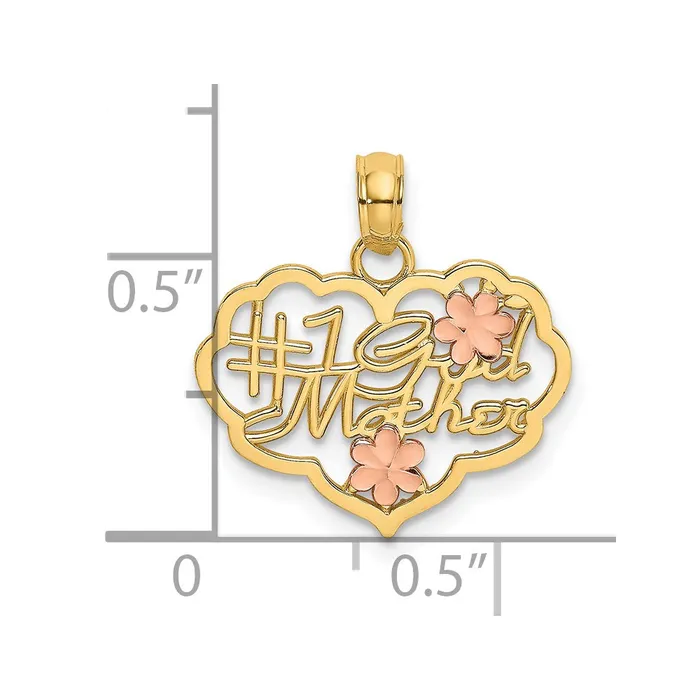 TreasureFineJewelers Rings 14k TwoTone Diamondcut 1 GOD MOTHER In Heart Charm