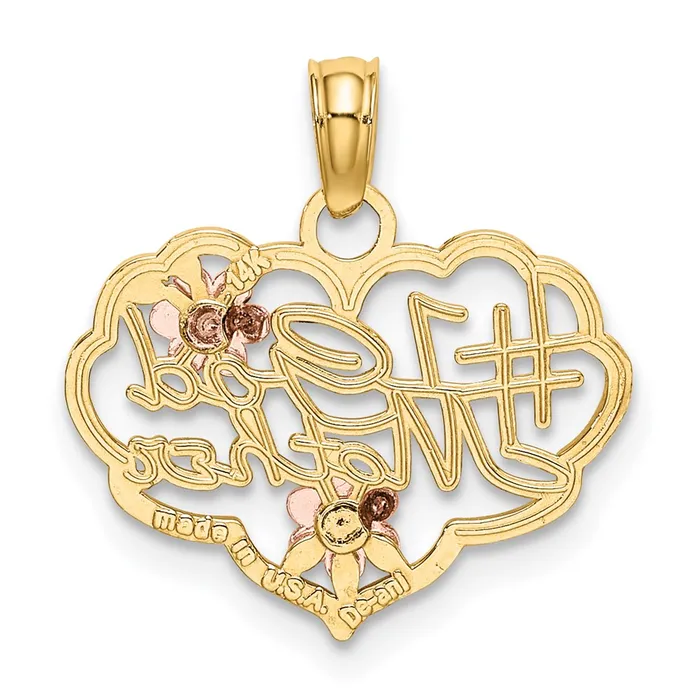 TreasureFineJewelers Rings 14k TwoTone Diamondcut 1 GOD MOTHER In Heart Charm