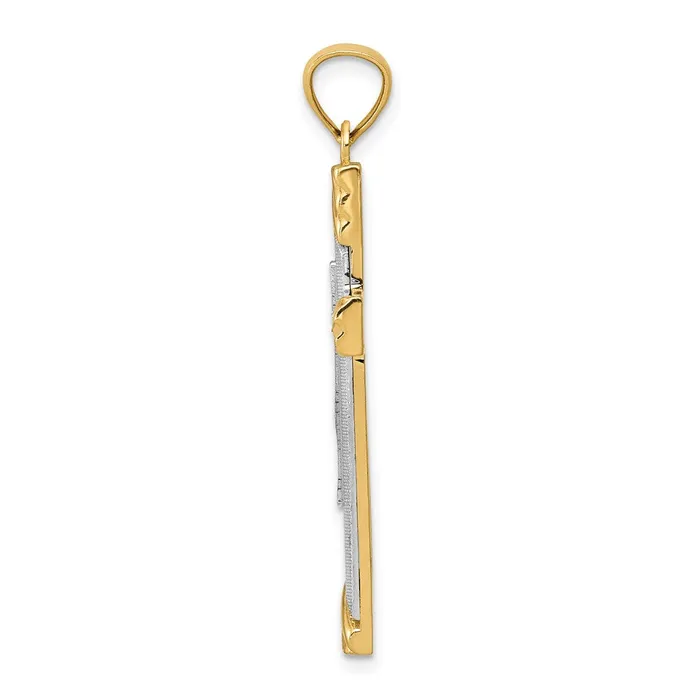 TreasureFineJewelers Rings 14K Twotone Diamondcut Cross Pendant