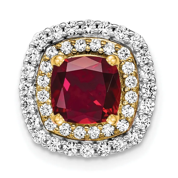 TreasureFineJewelers Rings 14k TwoTone Lab Grown Diamond Created Ruby Pendant TreasureFineJewelers Rings 14k TwoTone Lab Grown Diamond Created Ruby Pendant