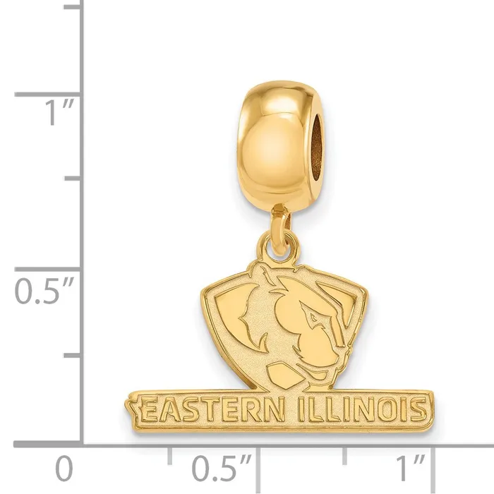 TreasureFineJewelers Rings Sterling Silver Goldplated LogoArt Eastern Illinois University Small Dangle Bead Charm