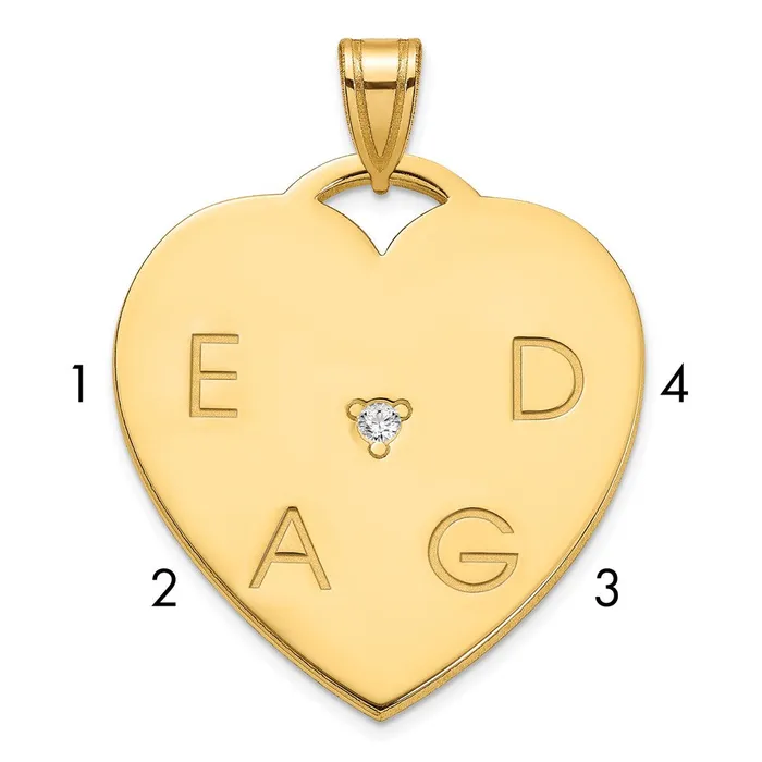 TreasureFineJewelers Rings Sterling Silver Gold Plated Polished 4 Letter Charm with Diamond TreasureFineJewelers Rings Sterling Silver Gold Plated Polished 4 Letter Charm with Diamond