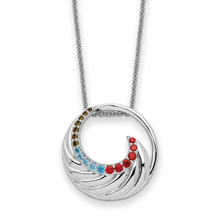 TreasureFineJewelers Sentimental Expressions Sterling Silver Rhodiumplated Multicolor CZ Color Me Happy Circle 18in Necklace Necklaces TreasureFineJewelers Sentimental Expressions Sterling Silver Rhodiumplated Multicolor CZ Color Me Happy Circle 18in Necklace Necklaces