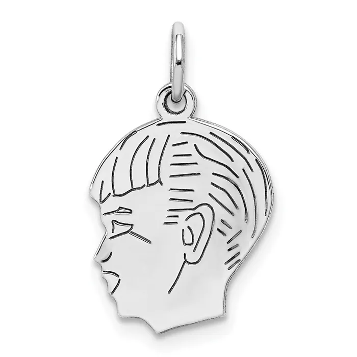 TreasureFineJewelers Sterl Silver Rhplt Engraveable Boy Polished FrontSatin Back Disc Charm Charm Necklaces TreasureFineJewelers Sterl Silver Rhplt Engraveable Boy Polished FrontSatin Back Disc Charm Charm Necklaces
