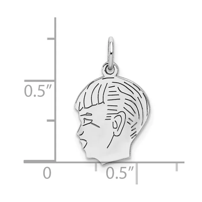 TreasureFineJewelers Sterl Silver Rhplt Engraveable Boy Polished FrontSatin Back Disc Charm Charm Necklaces