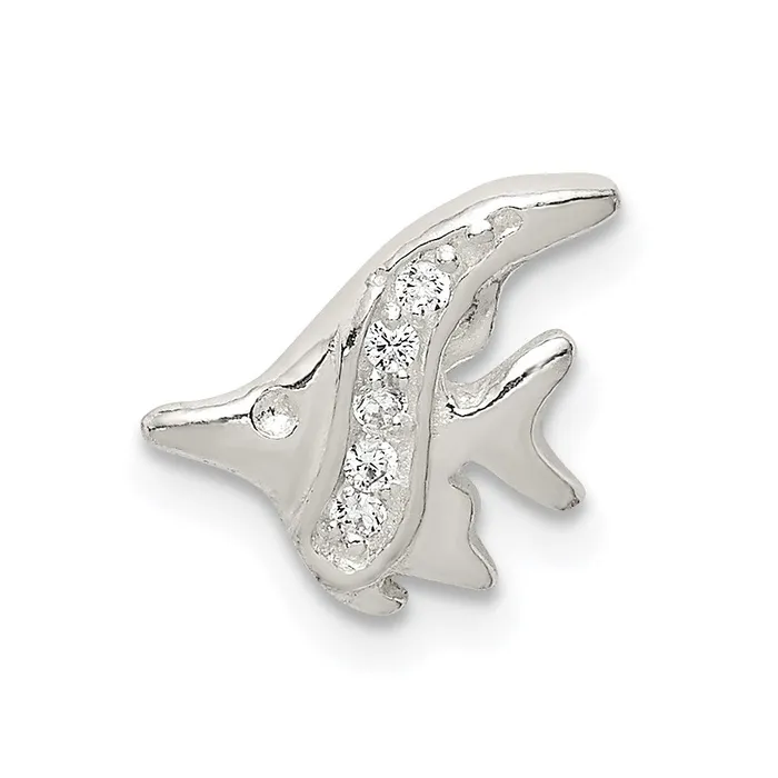 TreasureFineJewelers Sterling Silver CZ Fish Chain Slide Rings
