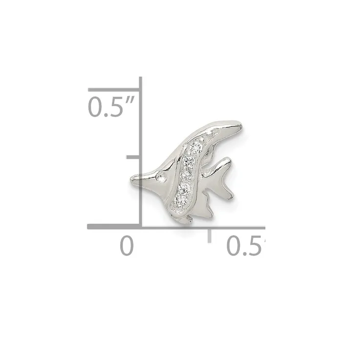 TreasureFineJewelers Sterling Silver CZ Fish Chain Slide Rings