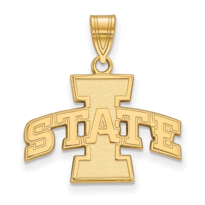 TreasureFineJewelers Sterling Silver Goldplated Iowa State University Medium Pendant Necklaces TreasureFineJewelers Sterling Silver Goldplated Iowa State University Medium Pendant Necklaces