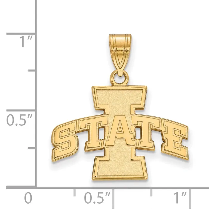 TreasureFineJewelers Sterling Silver Goldplated Iowa State University Medium Pendant Necklaces