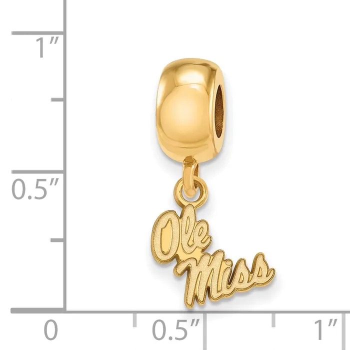 TreasureFineJewelers Sterling Silver Goldplated LogoArt University of Mississippi Ole Miss Extra Small Dangle Bead Charm Rings